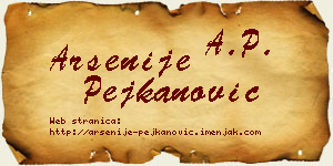 Arsenije Pejkanović vizit kartica